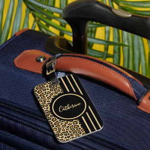 Étiquette À Bagage Étiquette de bagage avec motif léopard en cuir ani