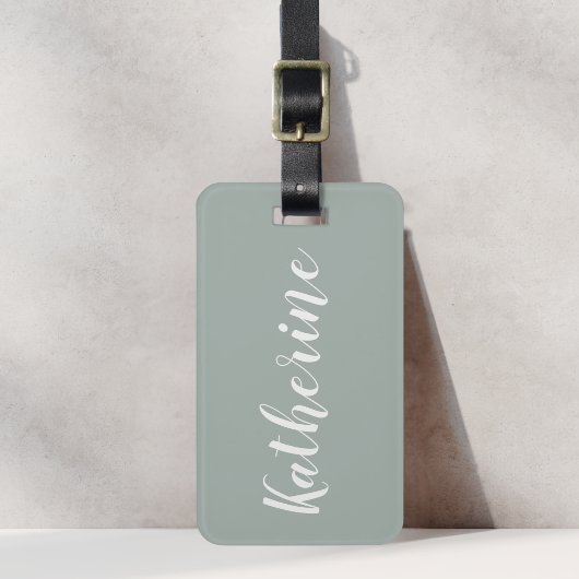 Étiquette À Bagage Étiquette de bagage avec nom en calligraphie vert 