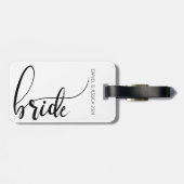 Étiquette À Bagage Étiquette de bagage avec noms de mariée écriture é (Dos horizontal)
