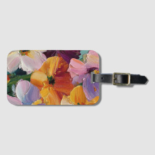 Étiquette À Bagage Étiquette de bagage avec peinture florale vibrante