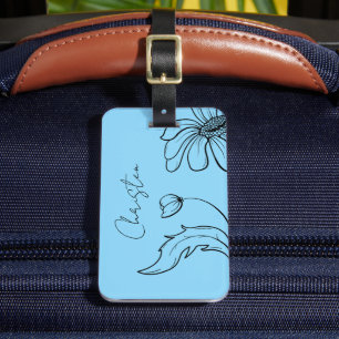 Étiquette À Bagage Étiquette de bagage bleu marguerite