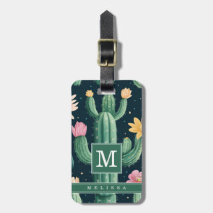 Étiquette À Bagage Étiquette de bagage cactus floral aquarelle