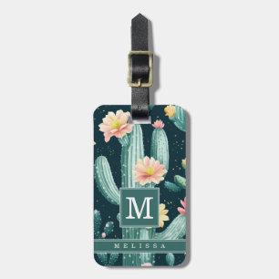 Étiquette À Bagage Étiquette de bagage cactus floral aquarelle