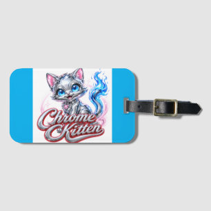 Étiquette À Bagage Étiquette de bagage Chat Chrome pour voyager, fair