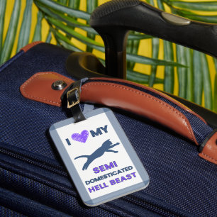 Étiquette À Bagage Étiquette de bagage Chat Drôle Enfer Bête Violet