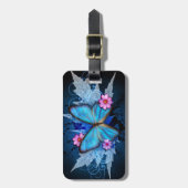 Étiquette À Bagage Étiquette de bagage - conception : Papillon bleu (Devant Vertical)