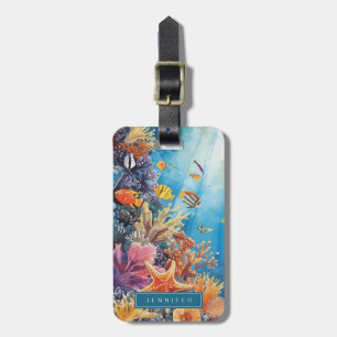 Étiquette À Bagage Étiquette de bagage Corail Tropical