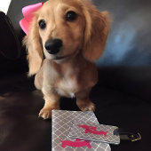 Étiquette À Bagage Étiquette de bagage Dachshund rose et gris
