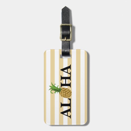 Étiquette À Bagage Étiquette de bagage d'ananas Aloha (Devant Vertical)