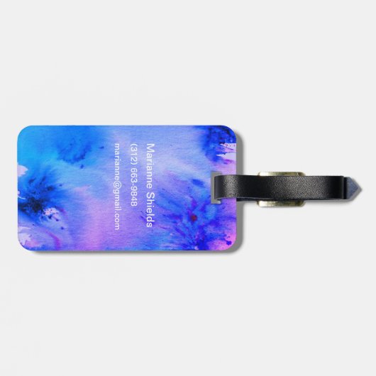 Étiquette À Bagage étiquette de bagage d'art Abstrait : bleu violet c (Dos horizontal)