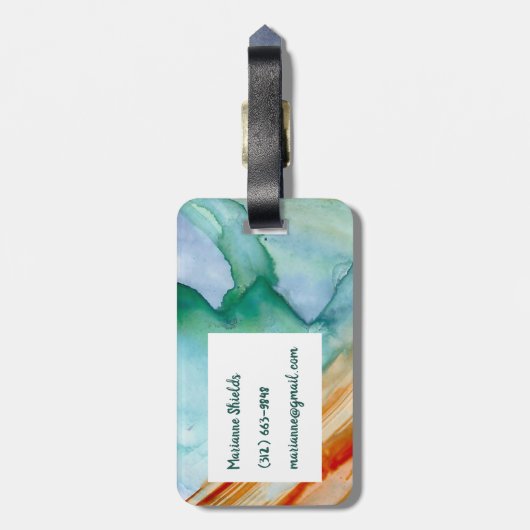 Étiquette À Bagage étiquette de bagage d'art Abstrait : initiales per (Dos Vertical)