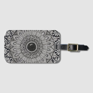 Étiquette À Bagage Étiquette de bagage d'art de mandala monochrome