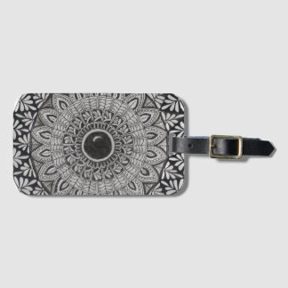 Étiquette À Bagage Étiquette de bagage d'art de mandala monochrome