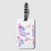 Étiquette À Bagage Étiquette de bagage de carte du monde d'aquarelle (Devant Vertical)