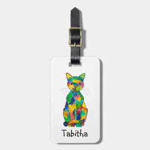 Étiquette À Bagage Étiquette de bagage de chat d'arc-en-ciel