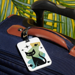 Étiquette À Bagage Étiquette de bagage de chat Mid Century Modern Age