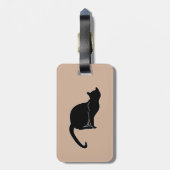 Étiquette À Bagage Étiquette de bagage de chat noir (Dos Vertical)