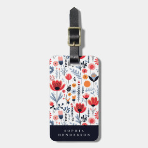 Étiquette À Bagage Étiquette de bagage de fleurs scandinaves