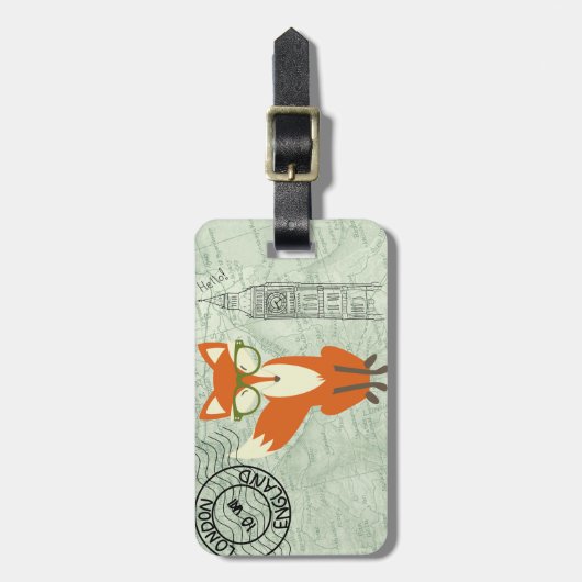 Étiquette À Bagage Étiquette de bagage de Fox Londres (Devant Vertical)