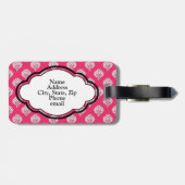 Étiquette À Bagage Étiquette de bagage de monogramme - damassé rose (Dos horizontal)