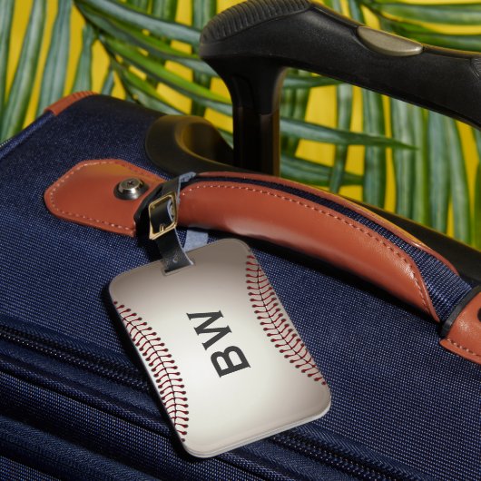 Étiquette À Bagage Étiquette de bagage de monogramme de base-ball (Insitu Rectoal 1)