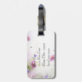 Étiquette À Bagage Étiquette de bagage de monogramme de fleurs (Dos Vertical)
