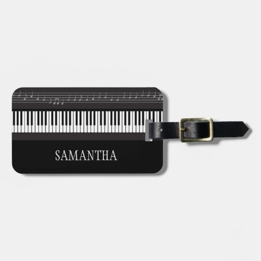 Étiquette À Bagage Étiquette de bagage de notes musicales de clavier (Devant horizontal)