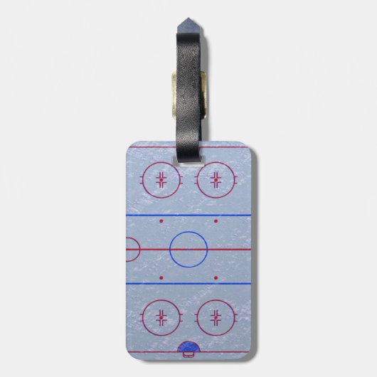 Étiquette À Bagage Étiquette de bagage de patinoire d'hockey (Dos Vertical)