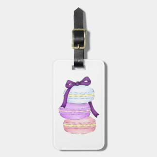 Étiquette À Bagage Étiquette de bagage de pile de Macaron d'aquarelle