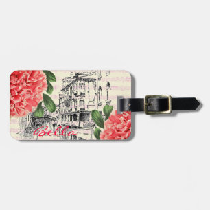 Étiquette À Bagage Étiquette de bagage de pivoine de Bella Italie
