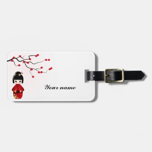 Étiquette À Bagage Étiquette de bagage de poupées de Kokeshi (Devant horizontal)