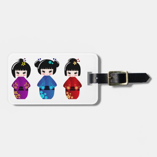 Étiquette À Bagage Étiquette de bagage de poupées de Kokeshi (Devant horizontal)