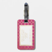 Étiquette À Bagage Étiquette de bagage de quatrefoil d'or et de roses (Dos Vertical)