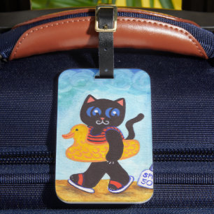 Étiquette À Bagage Étiquette de bagage de vacances drôle de chat de p
