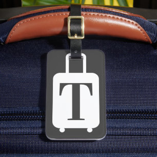 Étiquette À Bagage Étiquette de bagage de valise grise avec sangle en