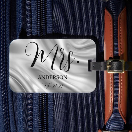 Étiquette À Bagage Étiquette de bagage de voyage de noces Mme Script (Insitu Rectoal 4)