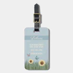 Étiquette À Bagage Étiquette de bagage de voyage fleur papillon tourn