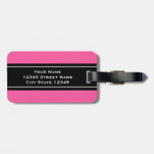Étiquette À Bagage étiquette de bagage de voyage rayée rose chaud per (Dos horizontal)