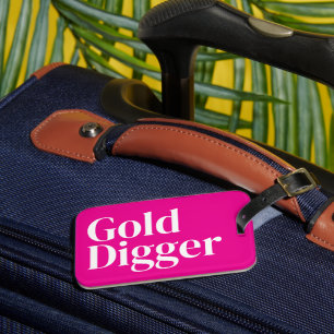 Étiquette À Bagage Étiquette de bagage de voyage rose néon drôle Gold