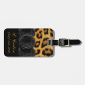 Étiquette À Bagage Étiquette de bagage d'empreinte de léopard (Devant horizontal)