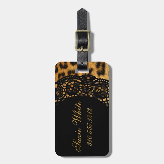 Étiquette À Bagage Étiquette de bagage d'empreinte de léopard (Devant Vertical)