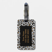 Étiquette À Bagage Étiquette de bagage d'empreinte de léopard de (Dos Vertical)