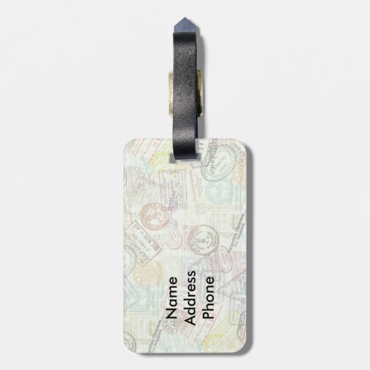 Étiquette À Bagage Étiquette de bagage d'impression de timbre de (Dos Vertical)