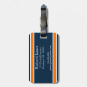 Étiquette À Bagage Étiquette de bagage d'orange et de marine (Dos Vertical)
