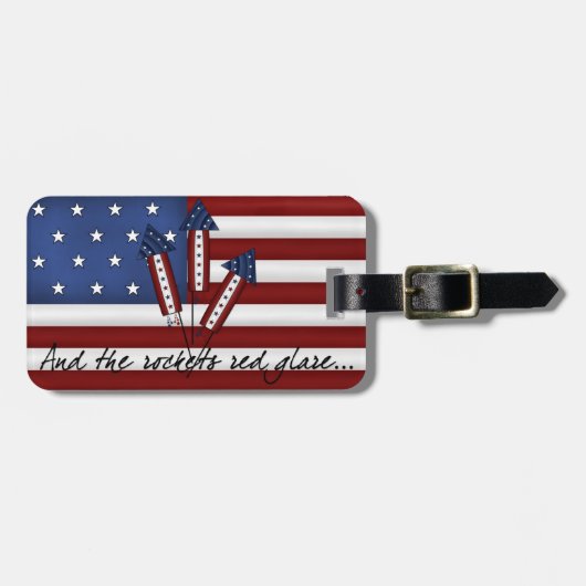 Étiquette À Bagage Étiquette de bagage Drapeau Fusées USA (Devant horizontal)