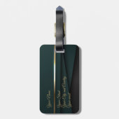 Étiquette À Bagage Étiquette de bagage élégante vert foncé et or (Dos Vertical)