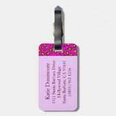 Étiquette À Bagage étiquette de bagage en monogramme rose Empreinte d (Dos Vertical)