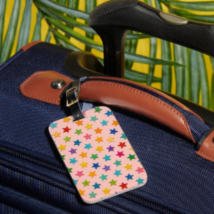 Étiquette À Bagage Étiquette de bagage étoiles colorées.