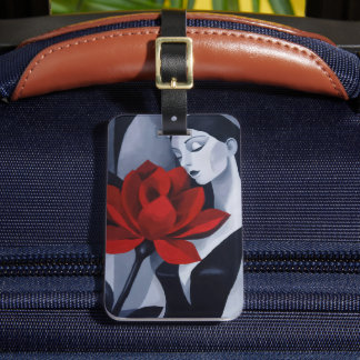 Étiquette À Bagage Étiquette de bagage Femme d'Art Moderne avec Rose