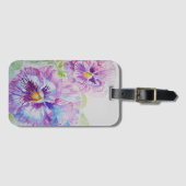 Étiquette À Bagage Étiquette de bagage fleur de pensée violette aquar (Devant Horizontal)